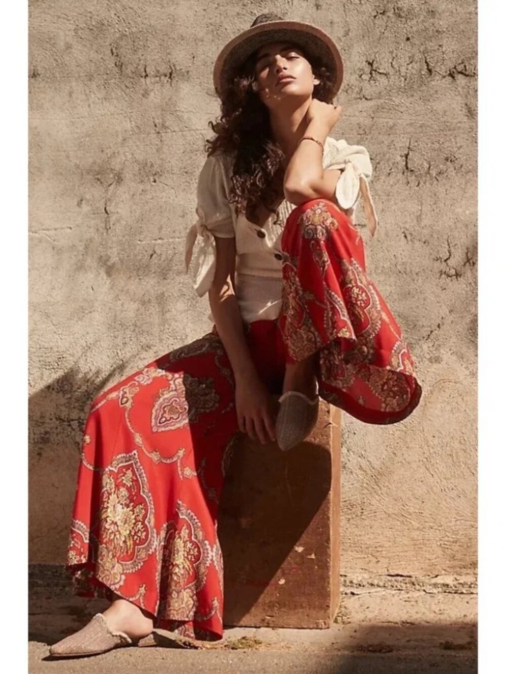 NWOT Anthropologie ett twa manon red flare pants 0P